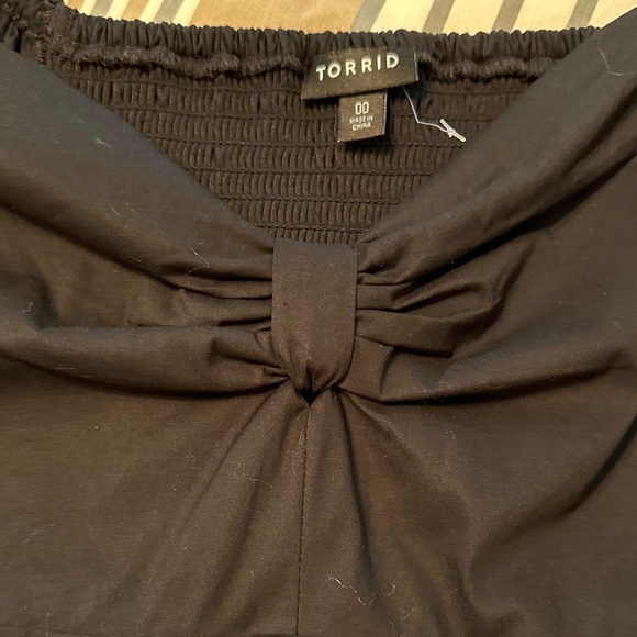 Torrid Elegant Black Poplin Puff Sleeve with Pockets Midi Dress Size 00 New - Picture 10 of 10